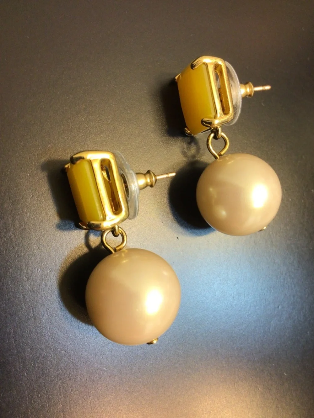 Kate Spade New York Dangle Drop Crystal/Glass Pearl Earrings 14k Gold Filled
